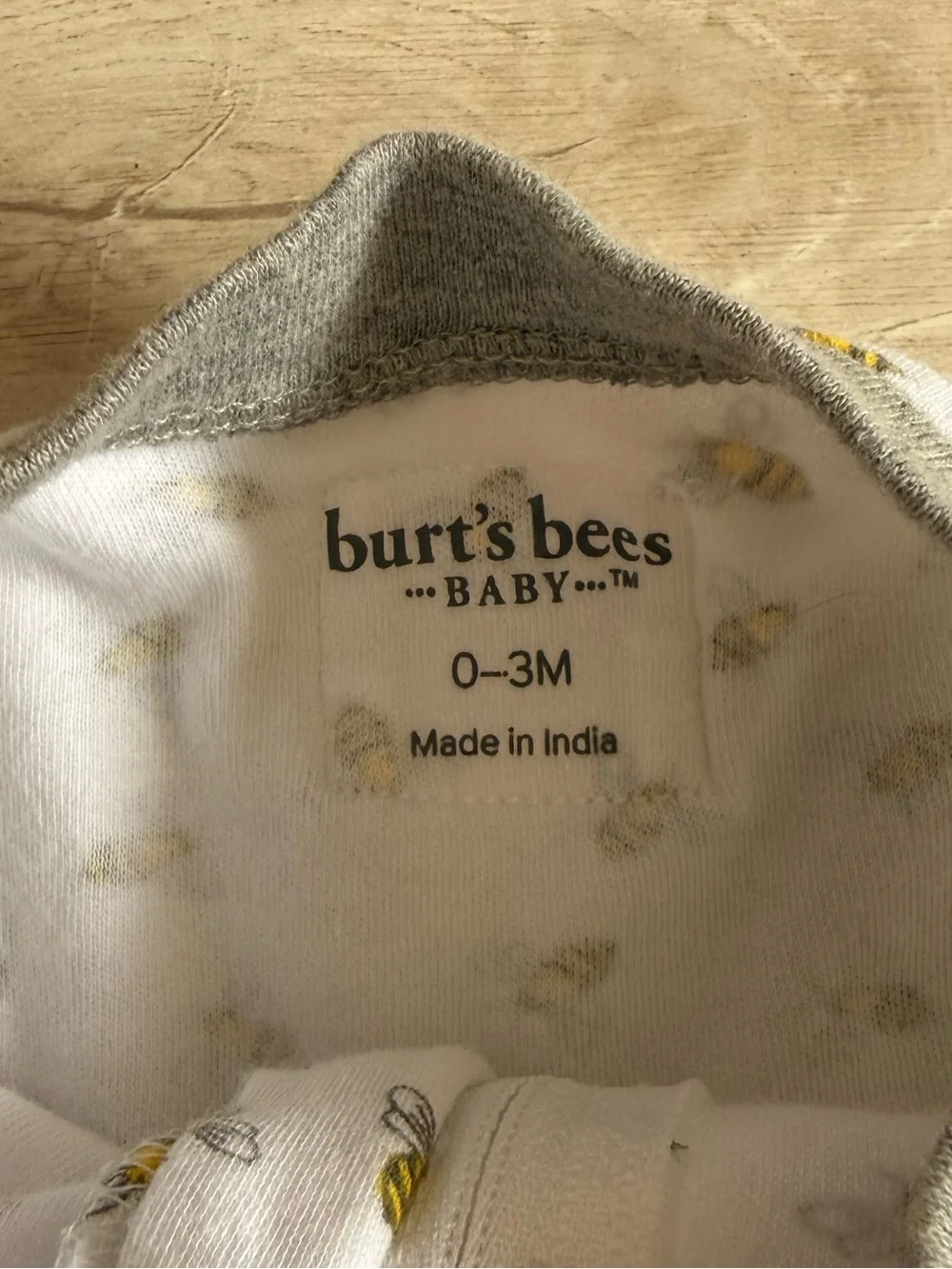 White Baby Sleep Sack Footed Pajamas with Yellow Bee Pattern
